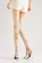 Floral Knee High Socks with high elasticity and compression,shaping fit and ideal for weddings, parties, ethnic outfits, and street fashion