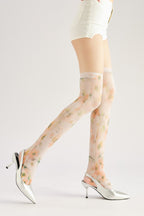 Floral Knee High Socks with high elasticity and compression,shaping fit and ideal for weddings, parties, ethnic outfits, and street fashion