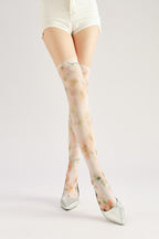 Floral Knee High Socks with high elasticity and compression,shaping fit and ideal for weddings, parties, ethnic outfits, and street fashion