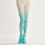 Gradient Floral Tights with high elasticity and compression,shaping fit and ideal for weddings, parties, ethnic outfits, and street fashion