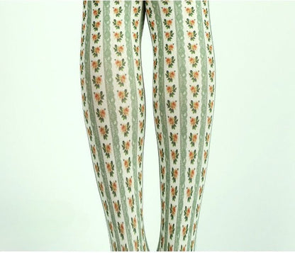 Green Cottage Floral Tights