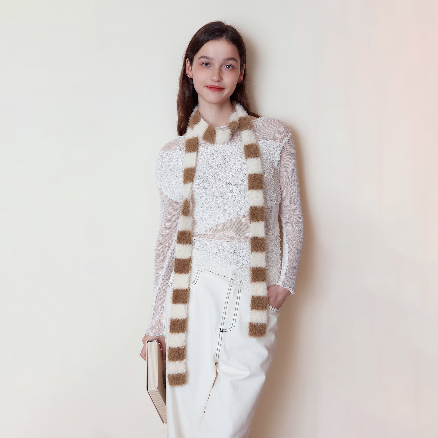 Fluffy Knitted Scarf women Accessory