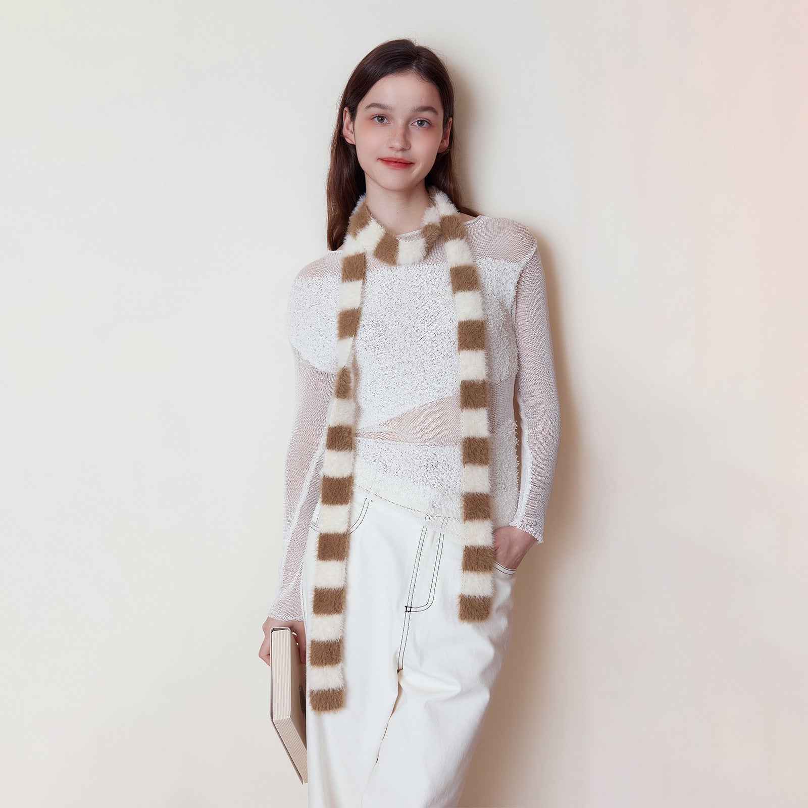 Fluffy Knitted Scarf women Accessory