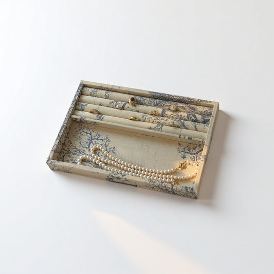 French Paris Garden Linen Jewelry Tray