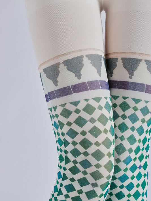 Folk Print Tights Women's Fancy Dress Costume Accessories, Perfect for Parties, Office, Street Fashion, and Daily Wear