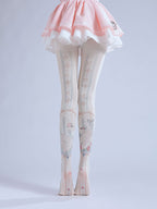 Gorgeous patterned white pantyhose with high elasticity and shaping fit, suitable for events, cosplay, street style, and gifting girls at Christmas