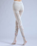 Gorgeous patterned white pantyhose with high elasticity and shaping fit, suitable for events, cosplay, street style, and gifting girls at Christmas