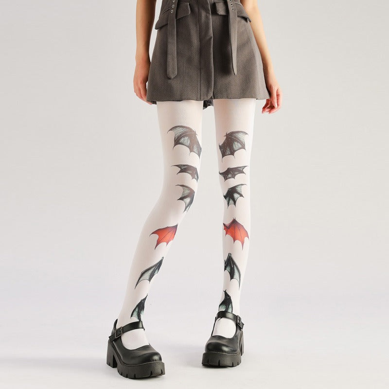 Gothic Dark Bat Tights with high elasticity, perfect for parties, cosplay, events, and street fashion