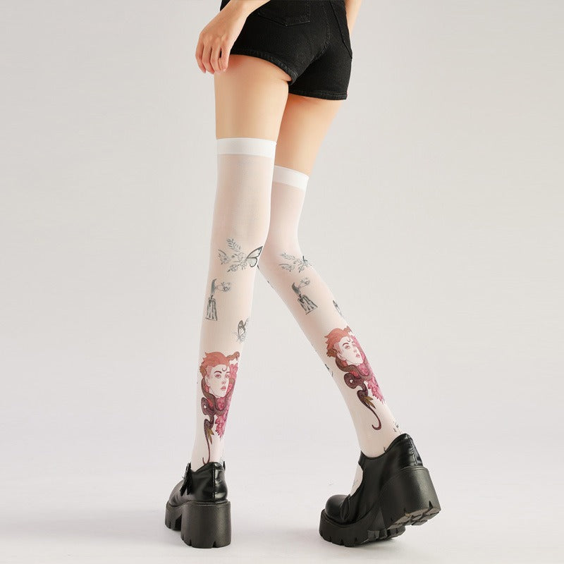 Gothic Dark Fashion Stockings with high elasticity, perfect for parties, cosplay, events, and street fashion