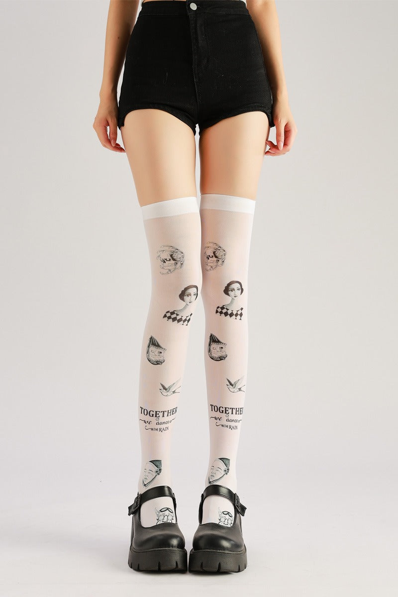 Gothic Dark Fashion Stockings with high elasticity, perfect for parties, cosplay, events, and street fashion