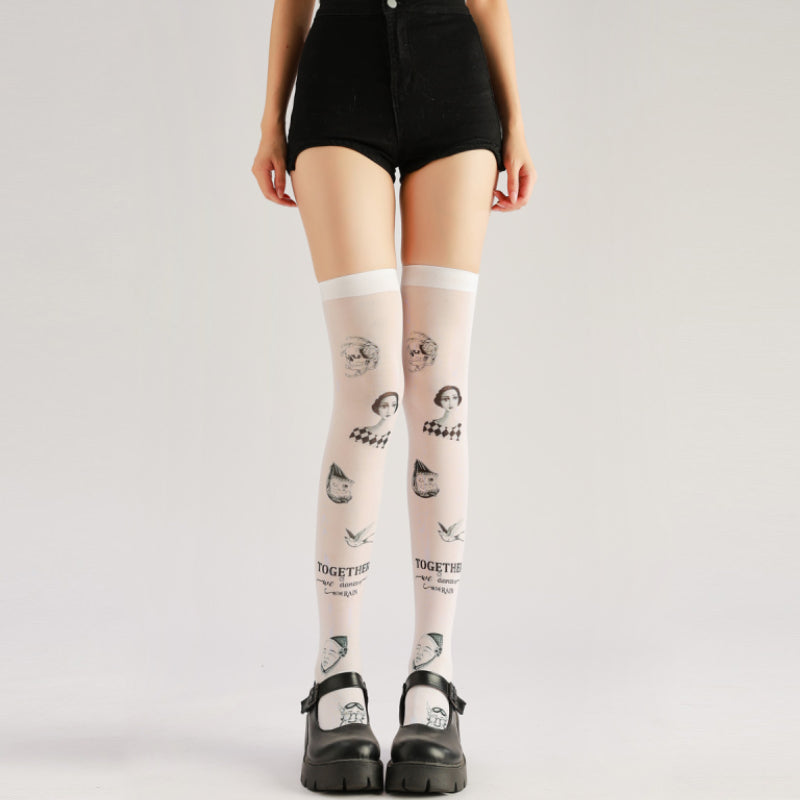 Gothic Dark Fashion Stockings with high elasticity, perfect for parties, cosplay, events, and street fashion