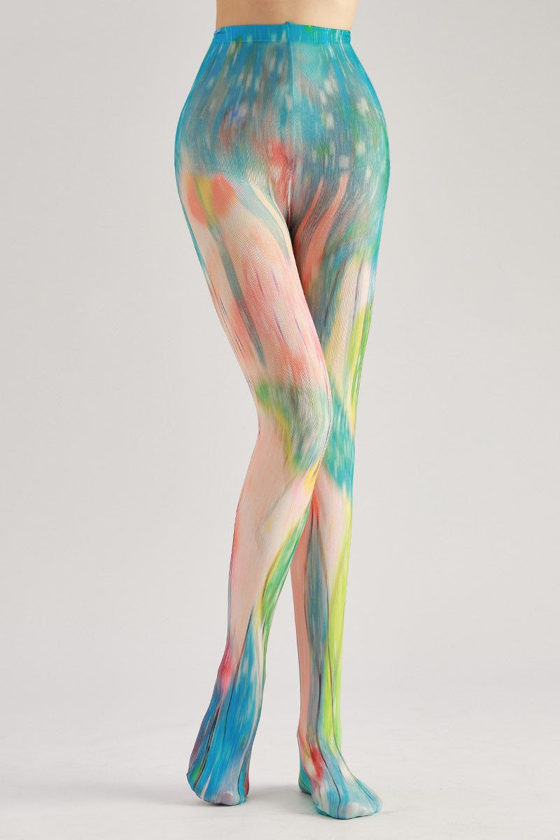 Gradient Color Print Tights Women's Fancy Dress Costume Accessories, Perfect for Parties, Office, Street Fashion, and Daily Wear