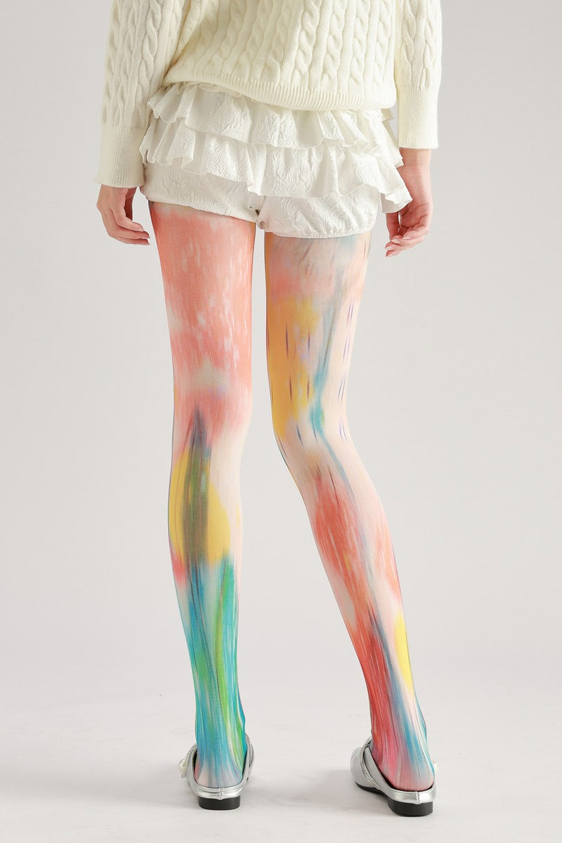 Gradient Color Print Tights Women's Fancy Dress Costume Accessories, Perfect for Parties, Office, Street Fashion, and Daily Wear