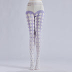 Gradient Purple Plaid Tights Women's Fancy Dress Costume Accessories, Perfect for Parties, Office, Street Fashion, and Daily Wear