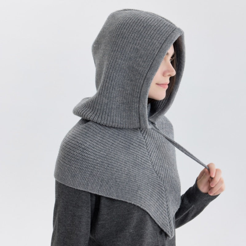 Gray Scarf Hat Women Woolen Hat