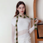 Green Fluffy Knitted Scarf women Accessory