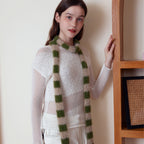 Blue Fluffy Knitted Scarf women Accessory 