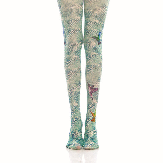 Green Leafy Hummingbird Tights