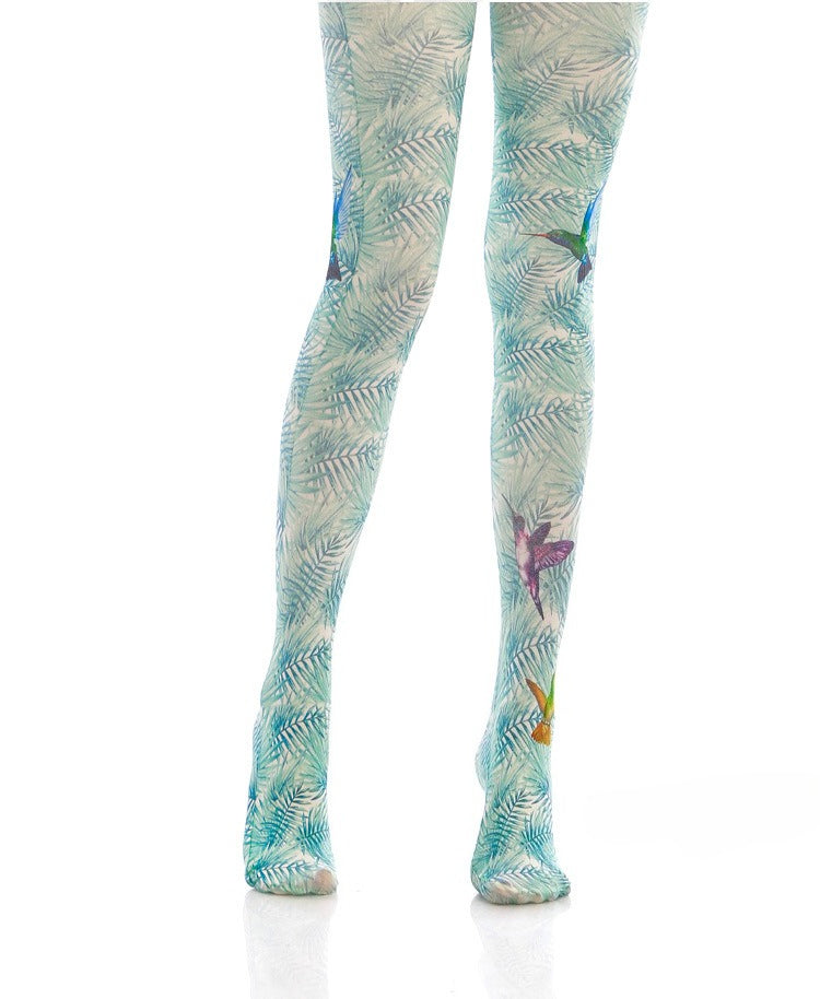 Green Leafy Hummingbird Tights