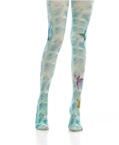 Green Leafy Hummingbird Tights