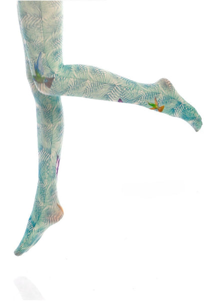 Green Leafy Hummingbird Tights