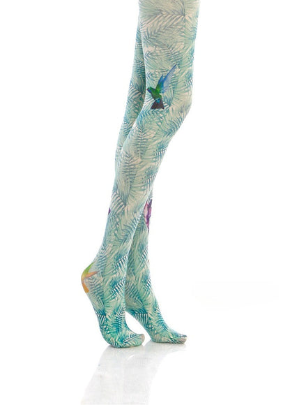 Green Leafy Hummingbird Tights