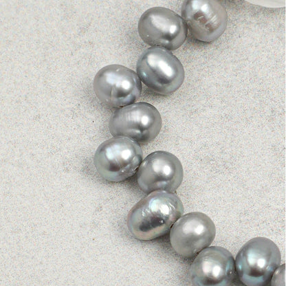 Grey Pearl Clear Quartz Crystal Bracelet