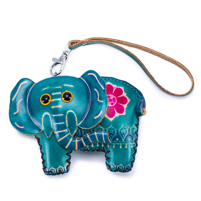 Handmade Leather Animal Coin Purse – Zodiac Wrist Bag & Key Pouch