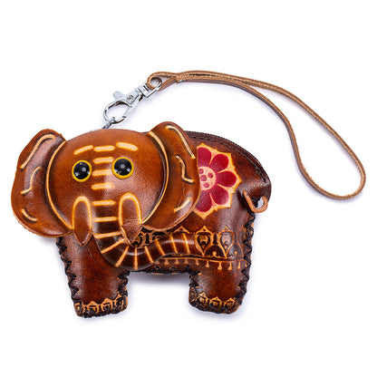 Handmade Leather Animal Coin Purse – Zodiac Wrist Bag & Key Pouch