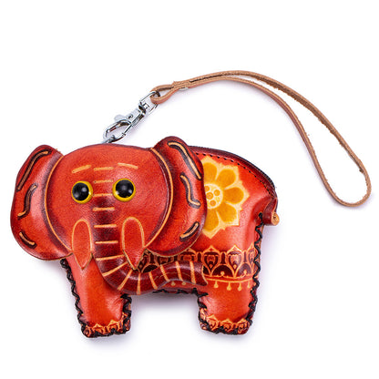 Handmade Leather Animal Coin Purse – Zodiac Wrist Bag & Key Pouch