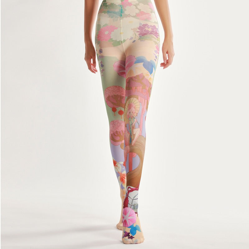 Japanese Kimono-Style Tights with high elasticity and shaping fit, suitable for events, cosplay, street style, and gifting girls at Christmas