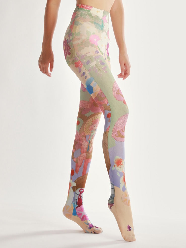 Japanese Kimono-Style Tights with high elasticity and shaping fit, suitable for events, cosplay, street style, and gifting girls at Christmas