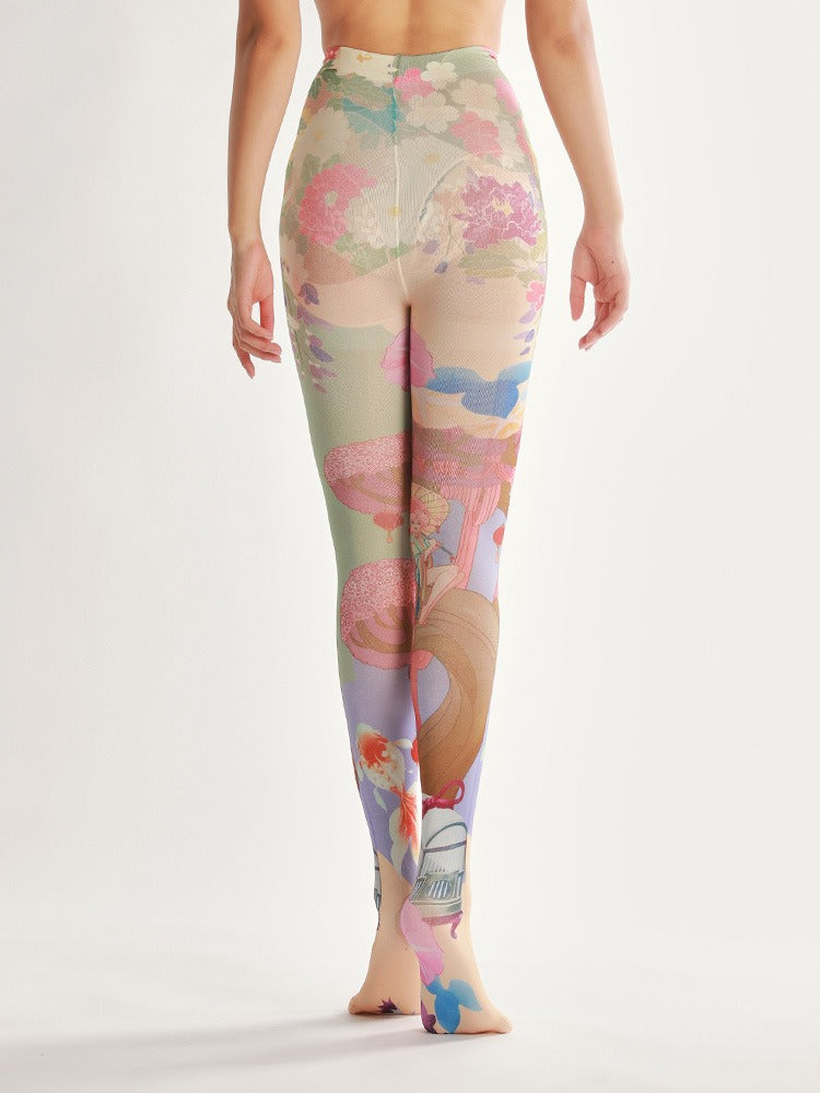 Japanese Kimono-Style Tights with high elasticity and shaping fit, suitable for events, cosplay, street style, and gifting girls at Christmas