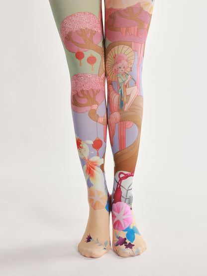 Japanese Kimono-Style Tights with high elasticity and shaping fit, suitable for events, cosplay, street style, and gifting girls at Christmas