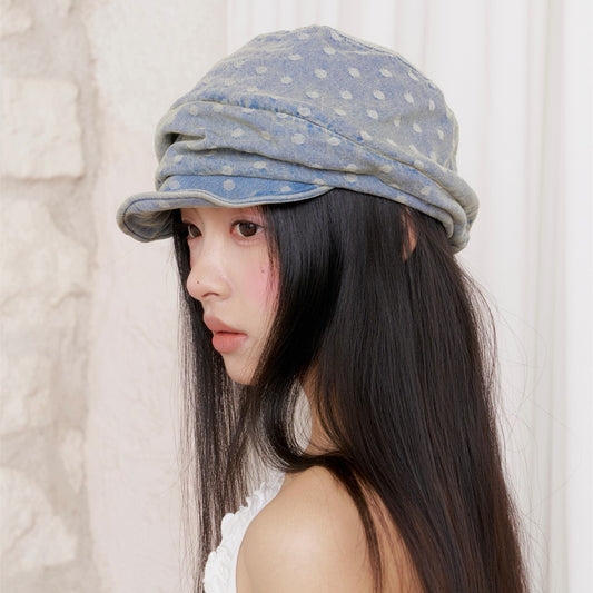 Japanese Retro Polka Dot Denim Beret