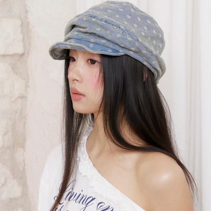 Japanese Retro Polka Dot Denim Beret