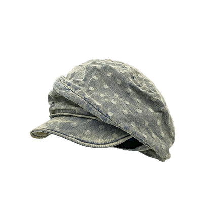 Japanese Retro Polka Dot Denim Beret