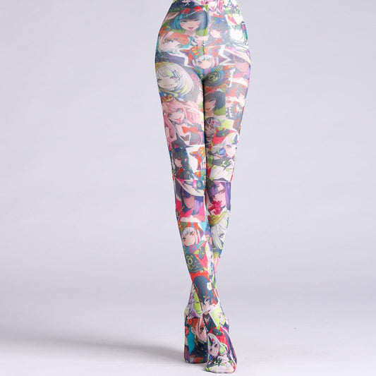 Japanese Animation Women Tights with high elasticity, perfect for parties, cosplay, events, and street fashion