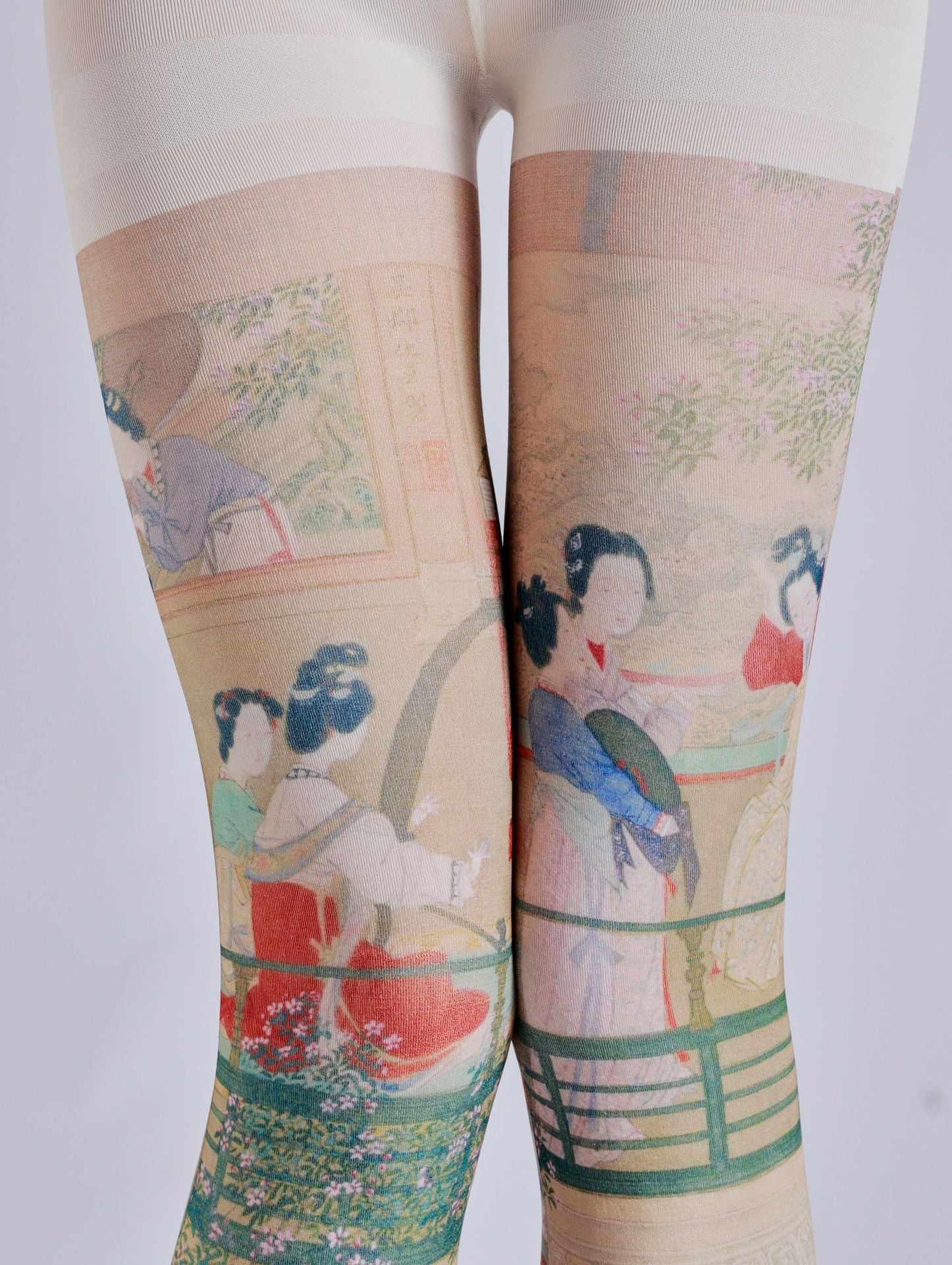 Ladies of the Court Chinoiserie Tights with high elasticity and compression,shaping fit and ideal for weddings, parties, ethnic outfits, and street fashion