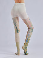 Ladies of the Court Chinoiserie Tights with high elasticity and compression,shaping fit and ideal for weddings, parties, ethnic outfits, and street fashion