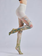 Ladies of the Court Chinoiserie Tights with high elasticity and compression,shaping fit and ideal for weddings, parties, ethnic outfits, and street fashion