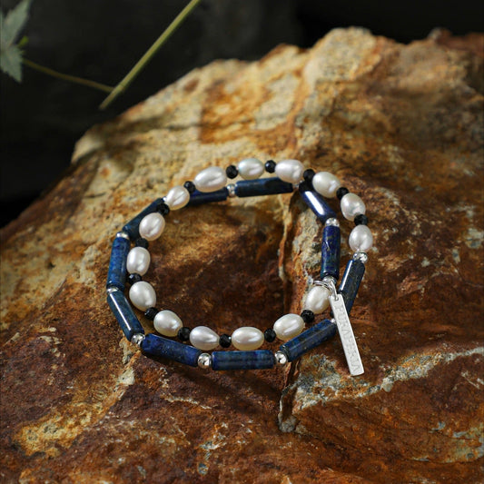 Lapis Lazuli Double-Layer Pearl Bracelet