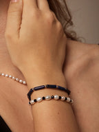 Lapis Lazuli Pearl Silver Bracelet