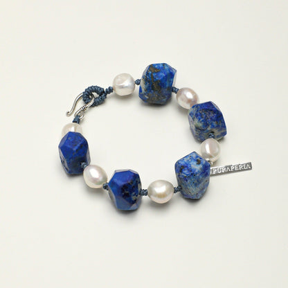 Lapis Lazuli Pearl Silver Bracelet