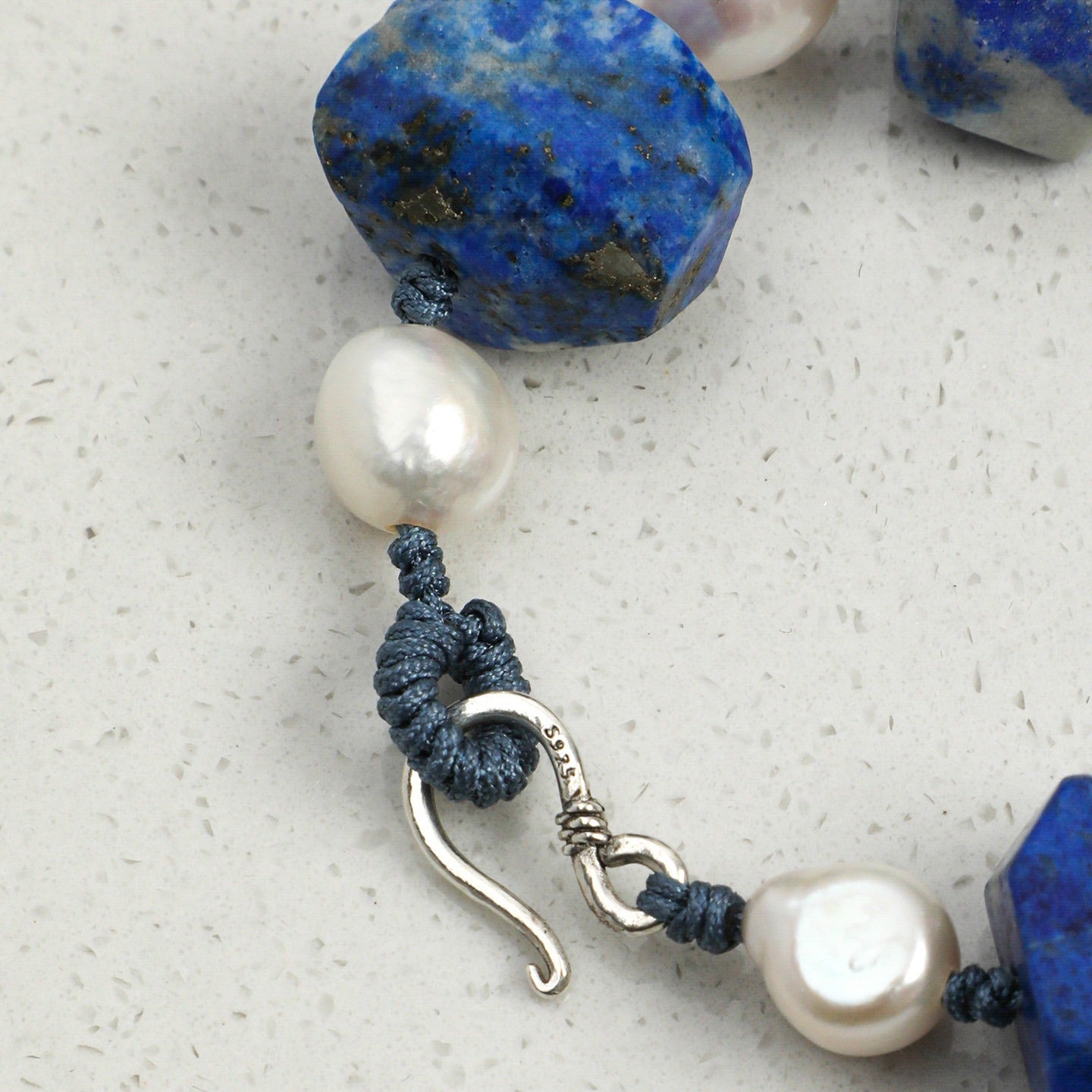 Lapis Lazuli Pearl Silver Bracelet