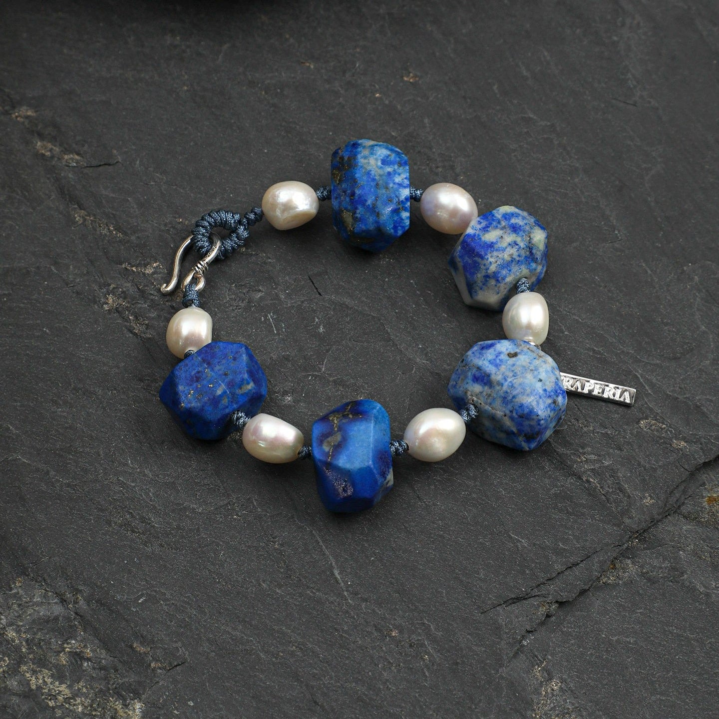 Lapis Lazuli Pearl Silver Bracelet