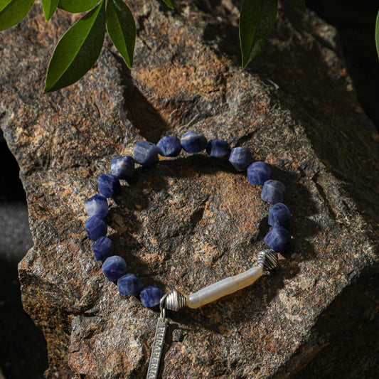 Lapis Lazuli Pearl Silver Bracelet