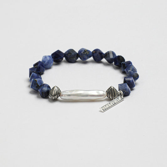 Lapis Lazuli Pearl Silver Bracelet