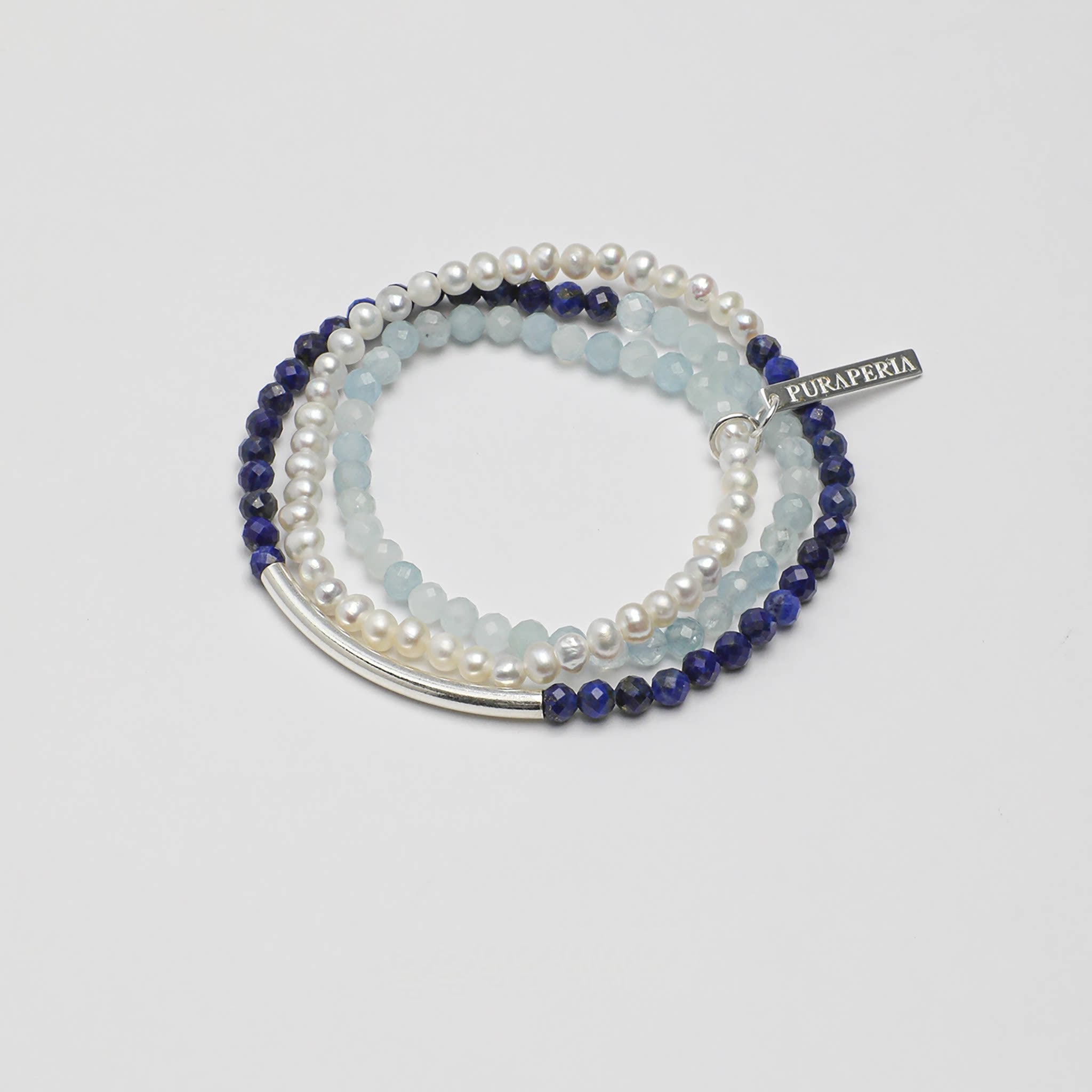 Lapis Lazuli & Pearl Three-Layer Bracelet