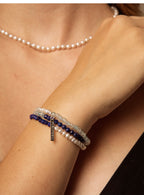 Lapis Lazuli & Pearl Three-Layer Bracelet